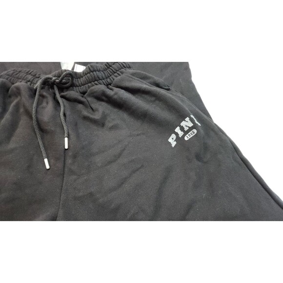 NWT Victoria's Secret Small Black Ivy Fleece Wide-Leg Split-Hem Sweatpants - Picture 4 of 11